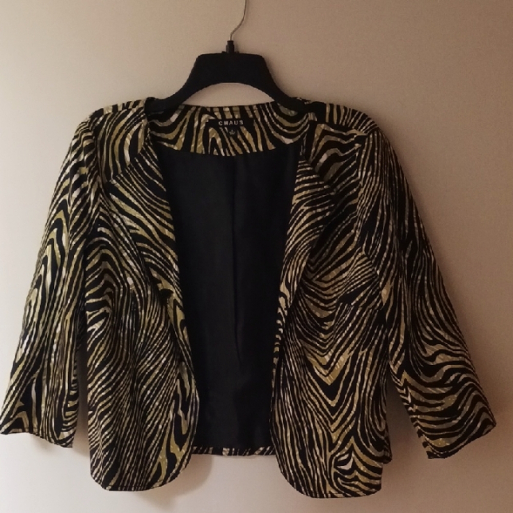 Black, Green, and White Tropical Print Women's Jacket